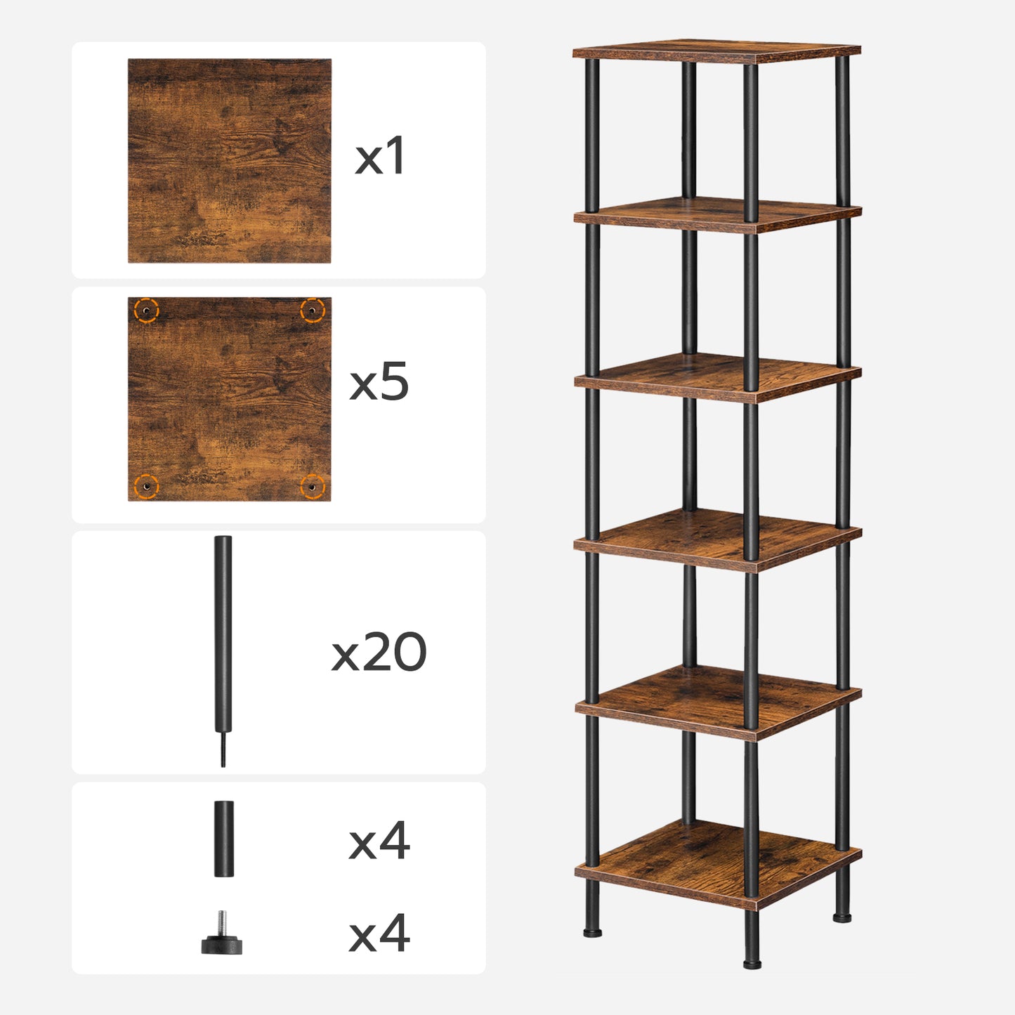 HOOBRO 6-Tier Square Rack Corner Bookshelf