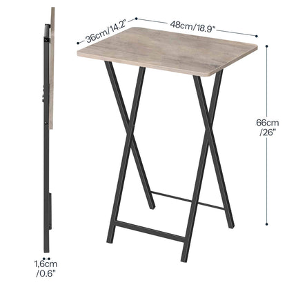 Detailed dimension chart of the folding end table showing its height, width, and an ultra-thin 4.5cm folded thickness.