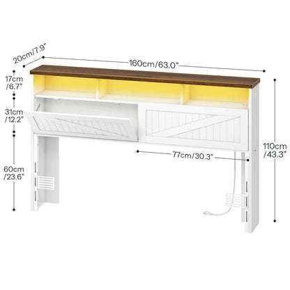 White desk with dimensions labeled on a white background