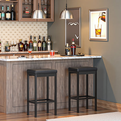 Heavy duty bar counter stools set up in a cozy home bistro and mini bar area.