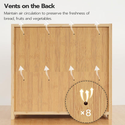 Wooden cabinet with vent system on the back, labeled for air circulation.