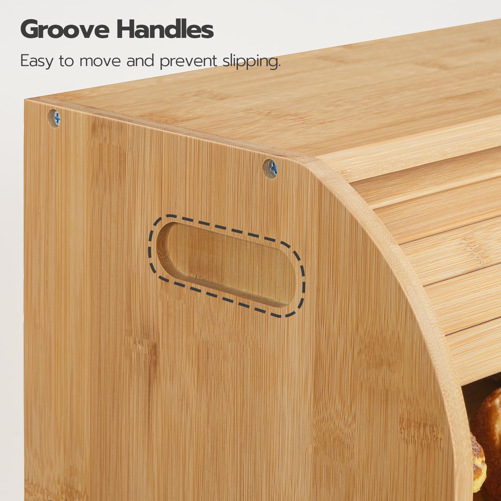 Wooden product with groove handles for easy movement