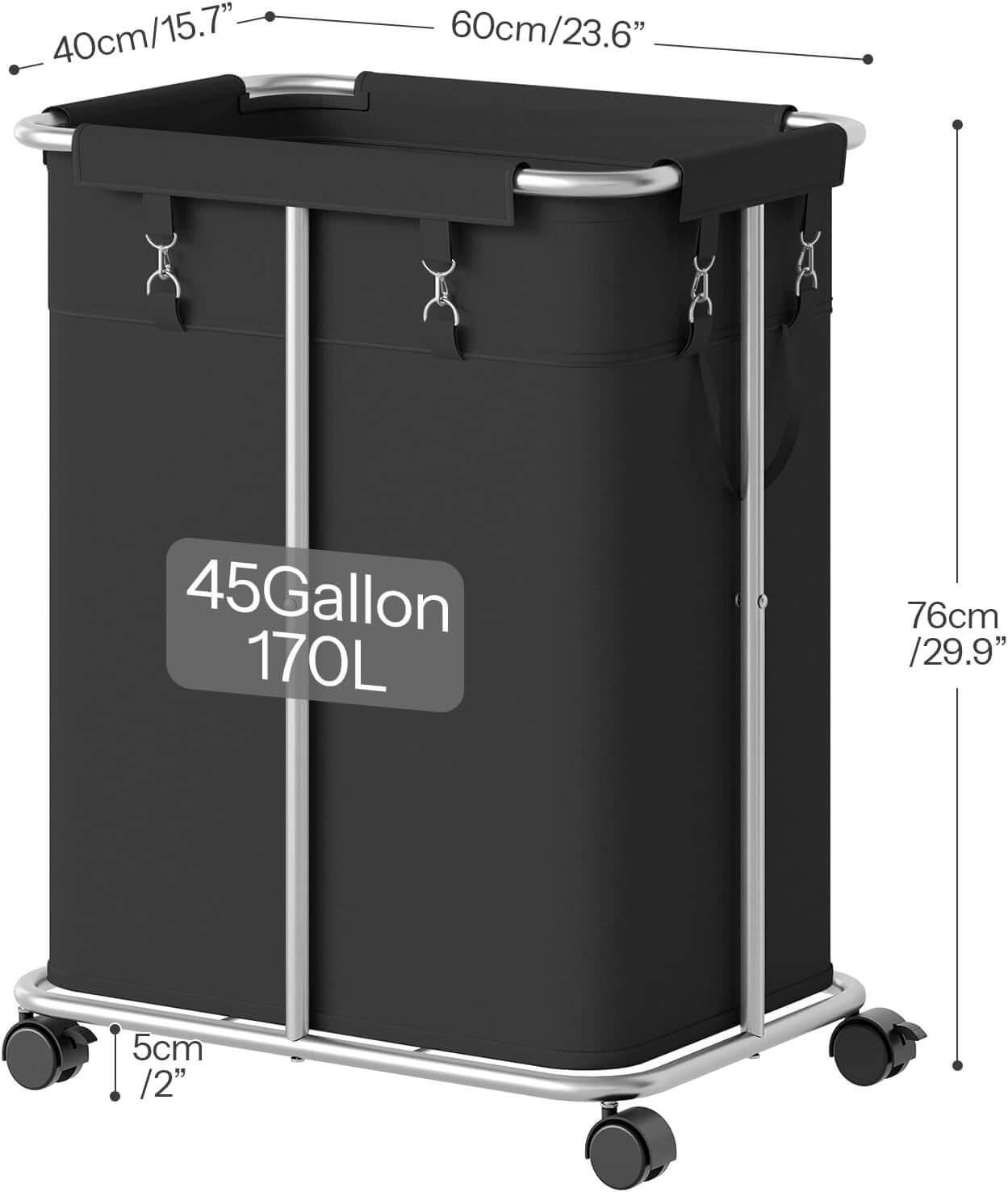 HOOBRO 170L(45 Gallons) Laundry Basket with Wheels