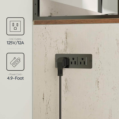 Power strip with multiple outlets on a textured wall.