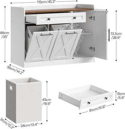 HOOBRO 24 Gallon Double Tilt Out Laundry Hamper Cabinet