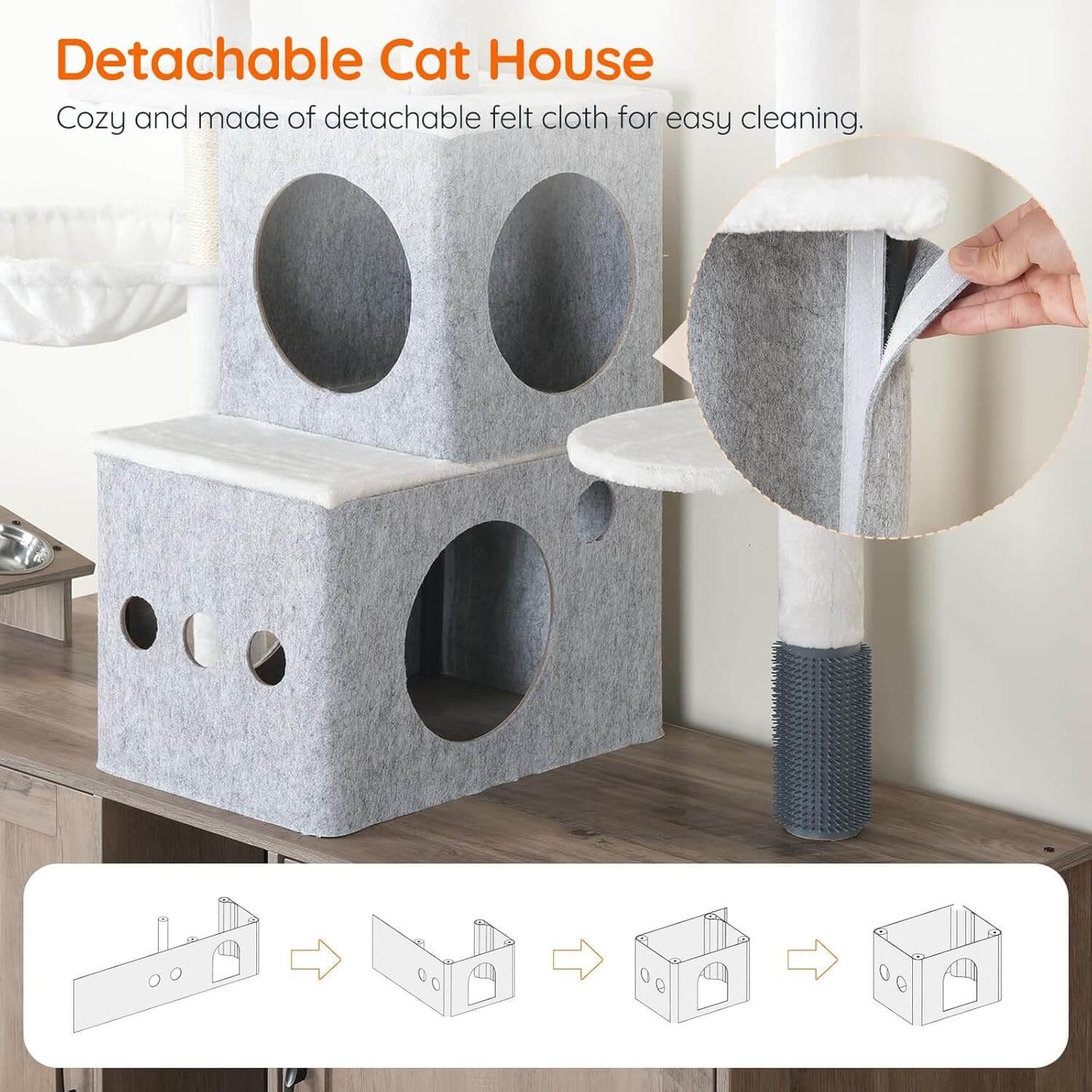 HOOBRO Cat Tree with 47.2-inch Dual Litter Box Enclosure