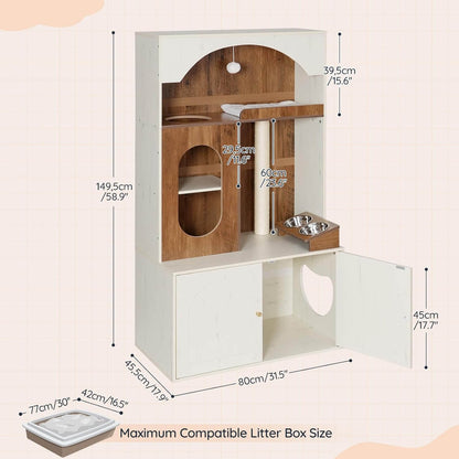 Wooden pet playhouse with dimensions labeled on a light pink background