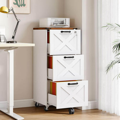 HOOBRO Wooden 3-Drawer Farmhouse File Cabinet for A4 and Letter Size
