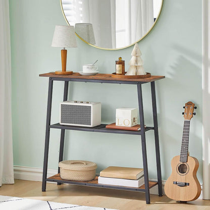 HOOBRO 30 inch 3-Tier Narrow Console Table with Storage Shelves