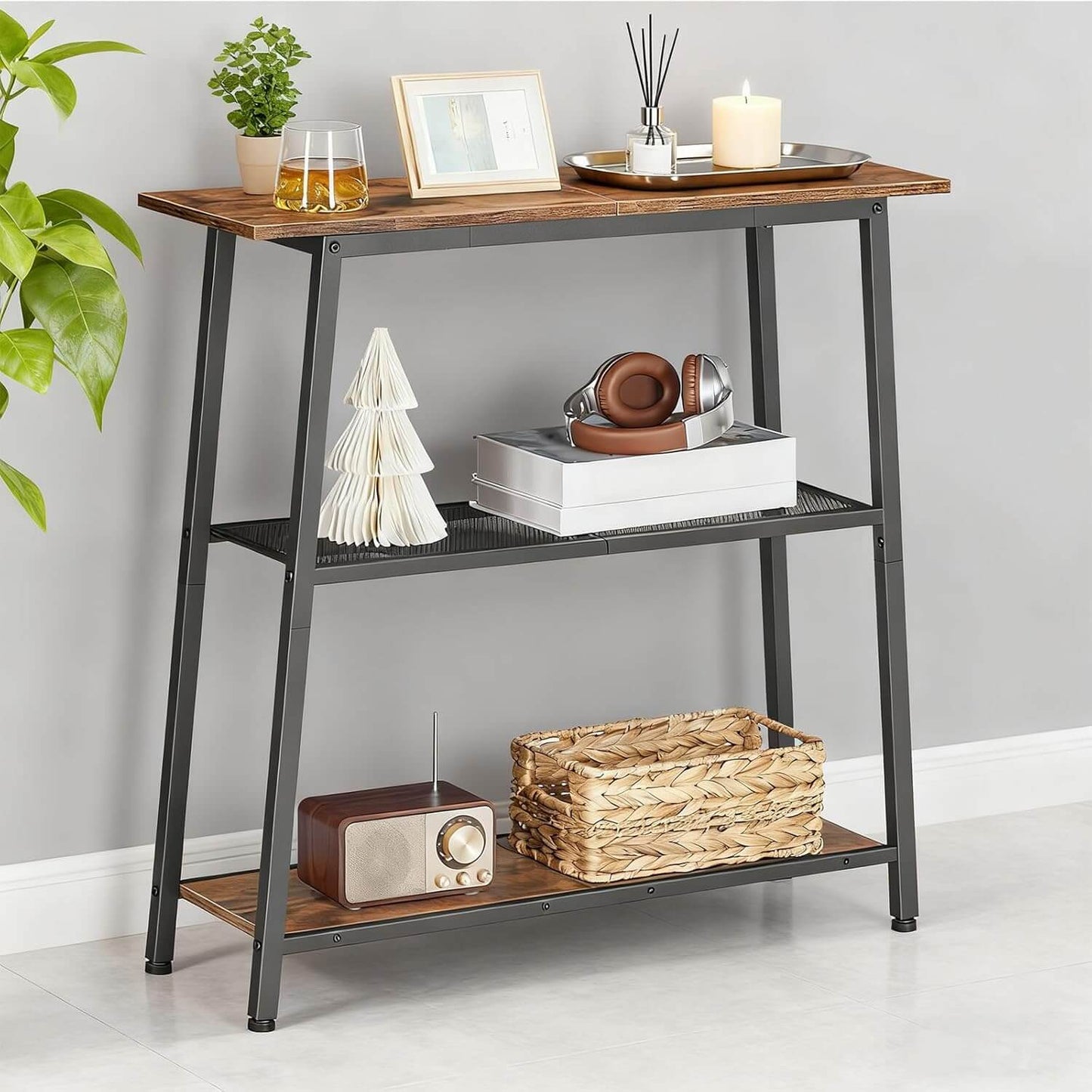 HOOBRO 30 inch 3-Tier Narrow Console Table with Storage Shelves