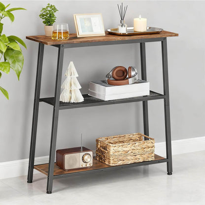 HOOBRO 30 inch 3-Tier Narrow Console Table with Storage Shelves
