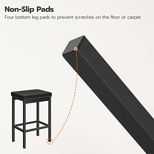 Close-up of non-slip rubber pads on metal stool legs to prevent scratches on wooden floors.