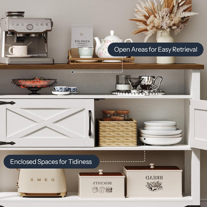 Open accessible top shelving section under the wooden tabletop for quick daily reach