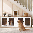HOOBRO Wooden Furniture Style Double Dog Crate &TV Stand with Divider