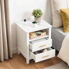 HOOBRO End Table & Nightstand with 2 Drawers & LED Light Strip