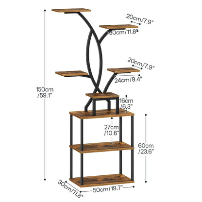 Shelving unit with dimensions labeled on a white background
