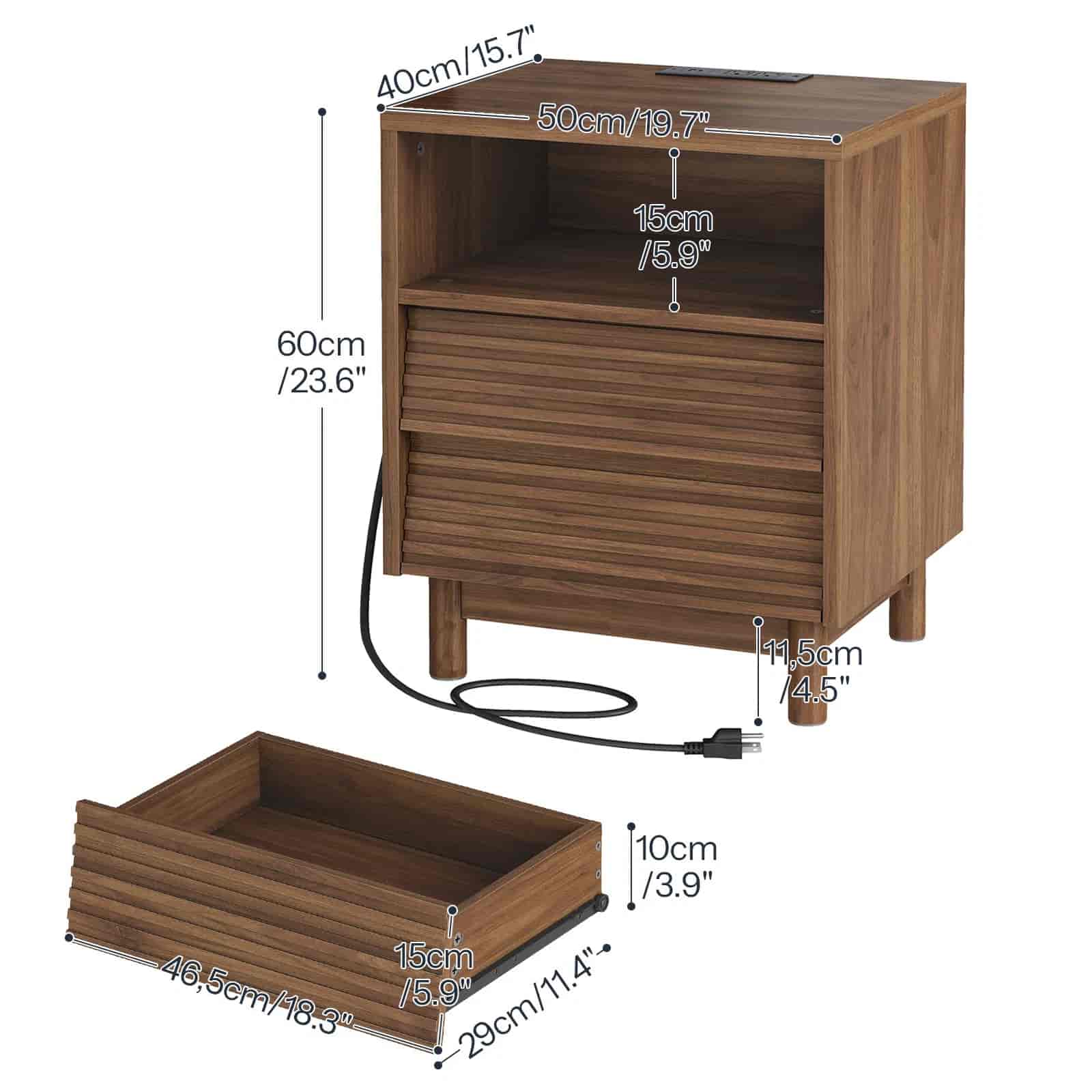 Wooden pet bed with dimensions labeled on a white background