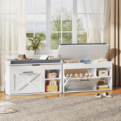 HOOBRO 31.5-inch L Shoe Storage Bench with Flip Drawer