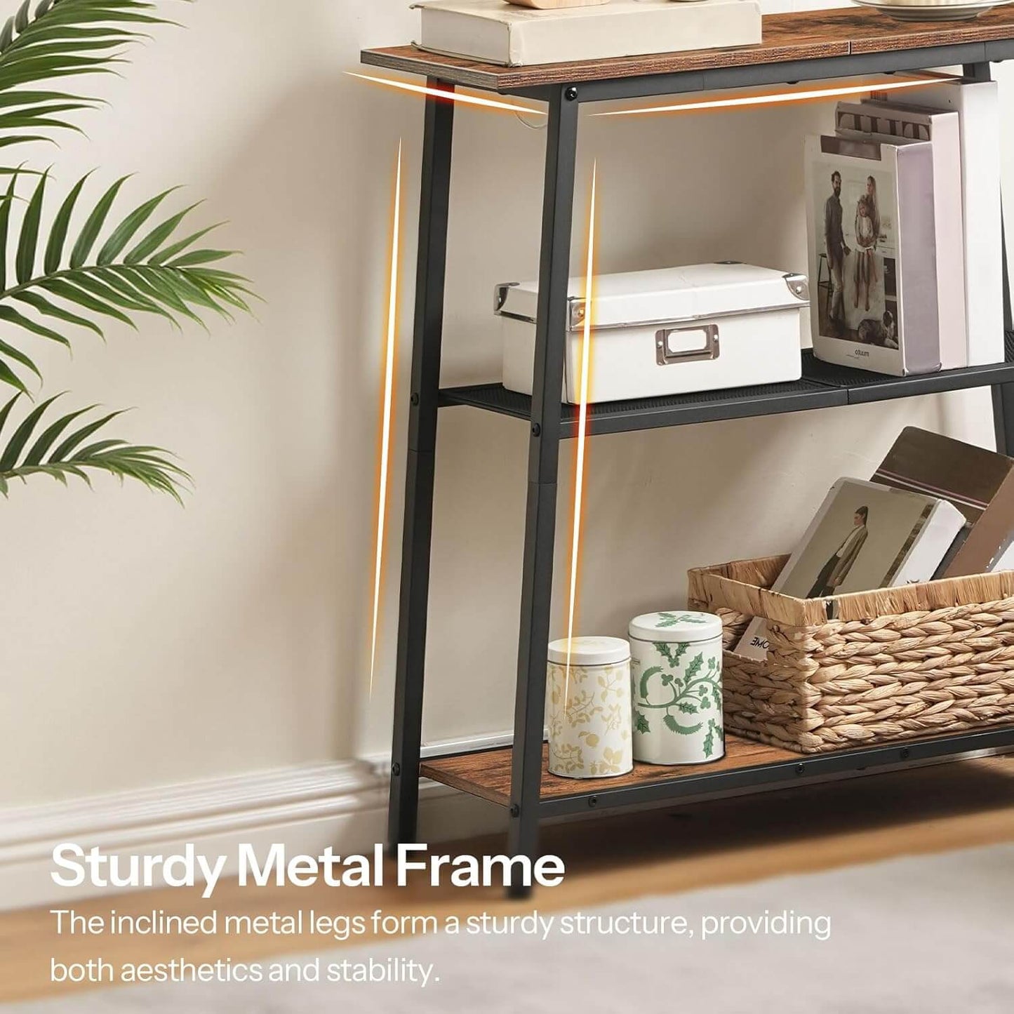 HOOBRO 30 inch 3-Tier Narrow Console Table with Storage Shelves