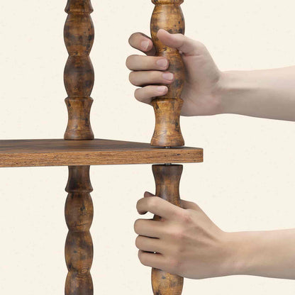 Close-up showing hands easily twisting and assembling the elegant turned legs without needing any tools.
